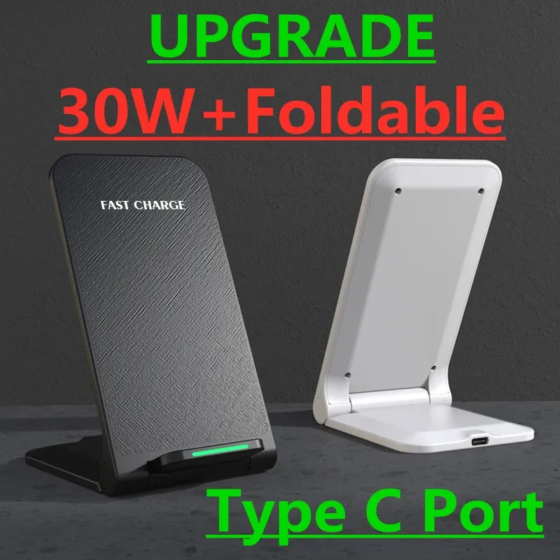 30W Wireless Charger For iPhone 15 14 13 12 11 Pro Xs Max Mini Induction Fast Wireless Charging Stand For Samsung s8 s9 s10 note