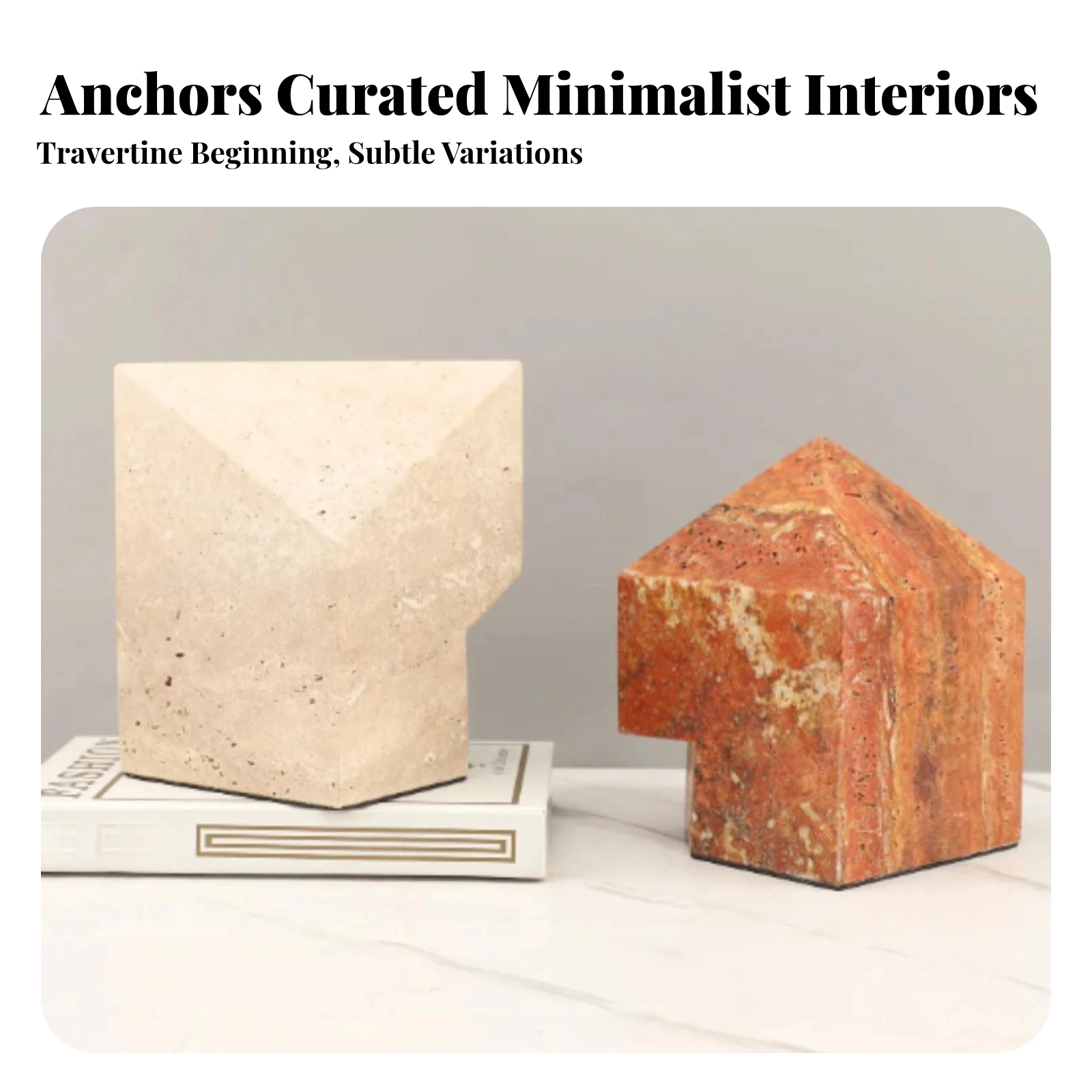 Geometric Stone Block Faceted Stone Ornament Tabletop Display Object Structured Block Sculpture Decorative