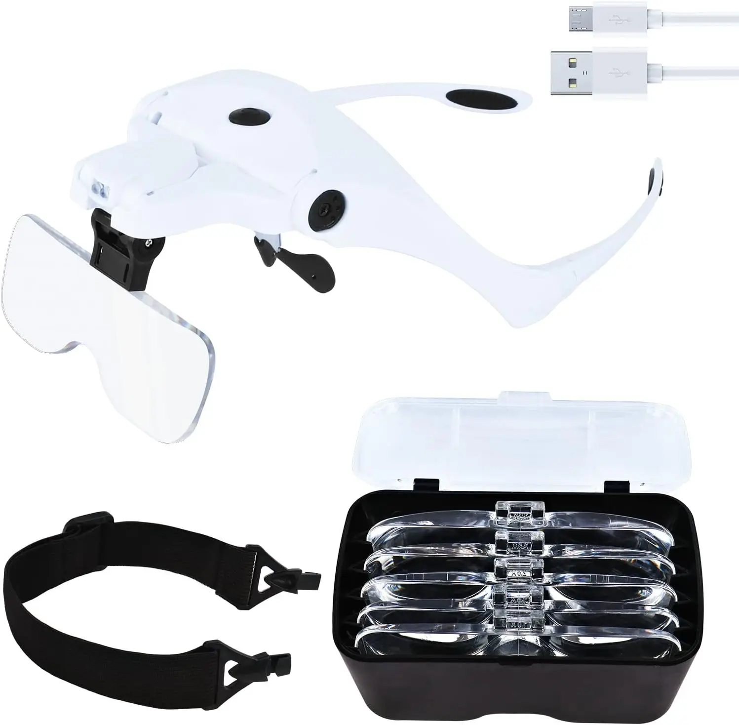 

Magnifying Glass with Light for Close Work-Rechargeable Lighted Magnifier-Interchangeable band for ReadingWork