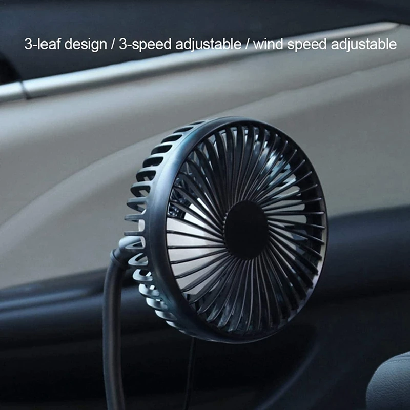 Car Cooling Fan Embedded USB Powered 3 Speed Car Fan. Portable Electric Fan