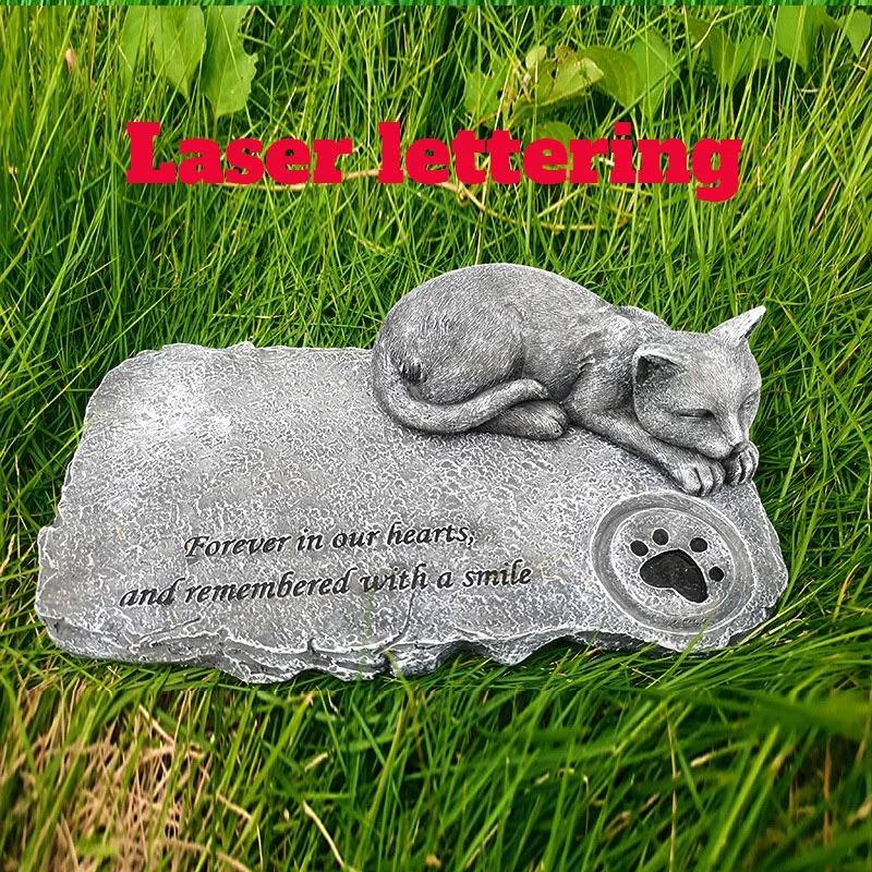 Cat Tomb Pet Gravestone Memorial Stone Tombstone Cat Paw Print Animal Funeral Garden Decor