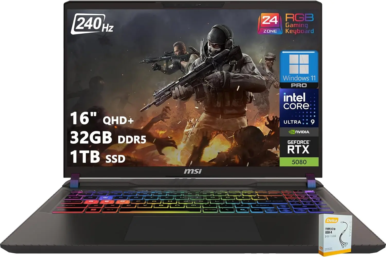 

Intel Core Ultra 9 275HX | 32 ГБ DDR5, 1 ТБ SSD | GeForce RTX 5080 (до 1334 AI Tops) | Thunderbolt 5 с RGB-подсветкой и поддержкой Win11 Pro