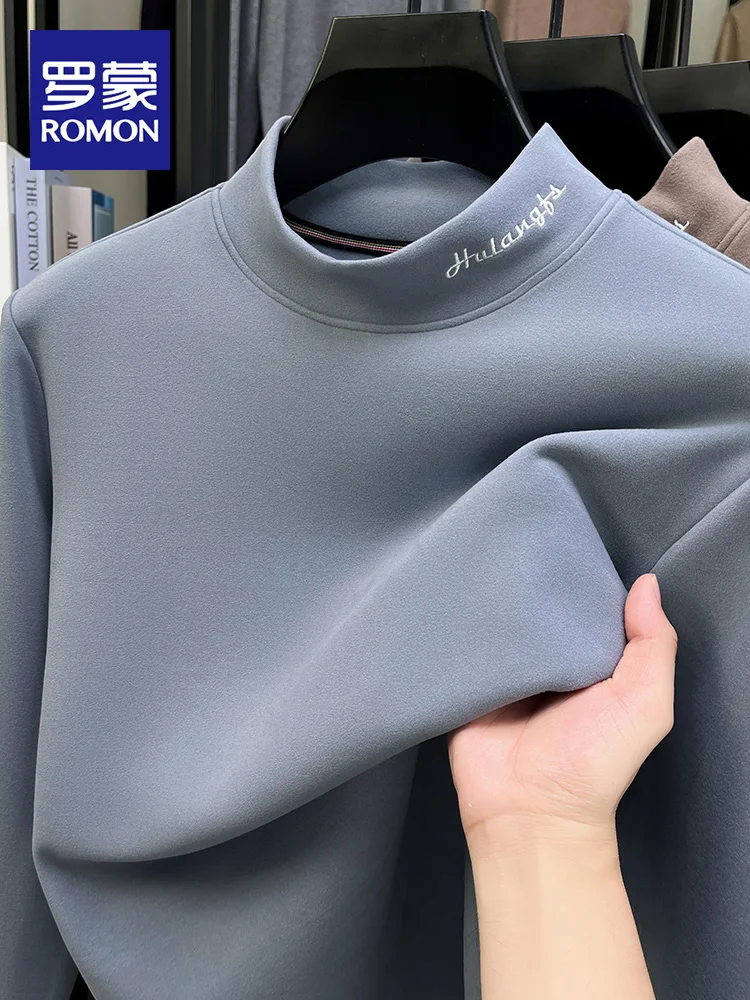 

Мужская термофутболка Lormen с высоким воротником, свободного кроя, повседневная, городская мода, смесь полиэстера и спандекса, зимний топ