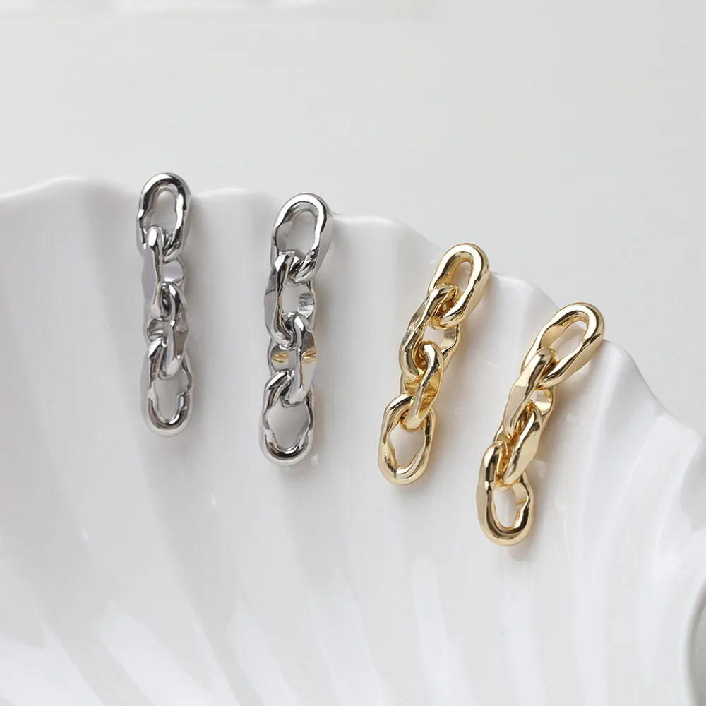 2PCS 14K Gold Plated Niche Brass Chain Earrings Ear Stud DIY Making Supplies Jewelry Material Accessories