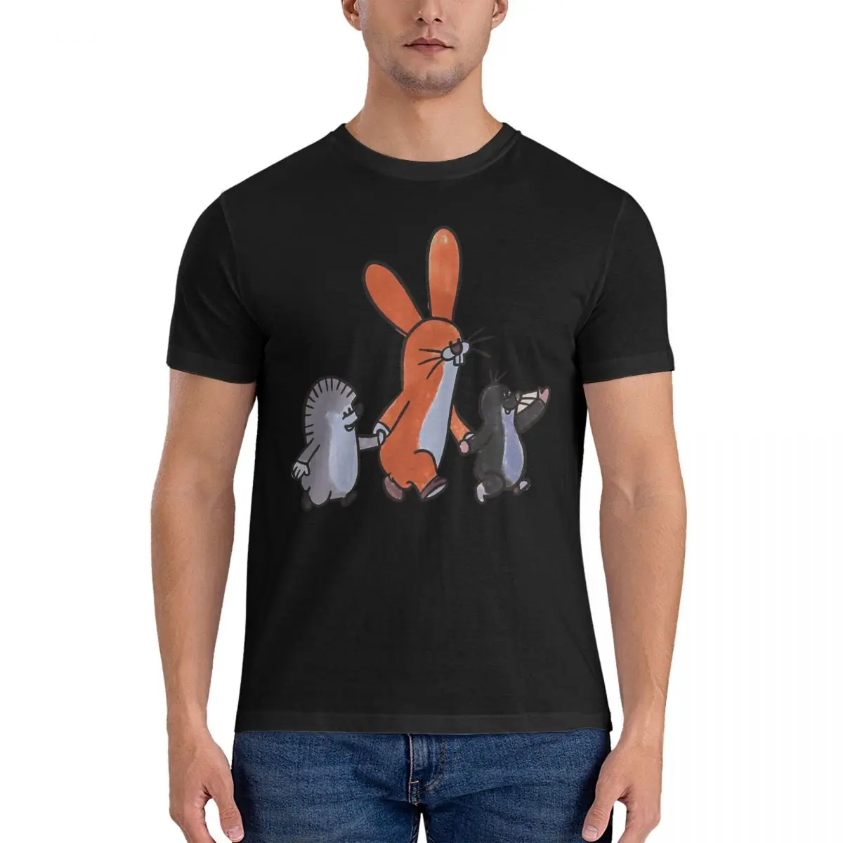 Men's Krtek, The Little Mole And Friends T Shirt K-Krtek The Mole Cartoon Pure Cotton Clothing Awesome Short Sleeve Crew Neck