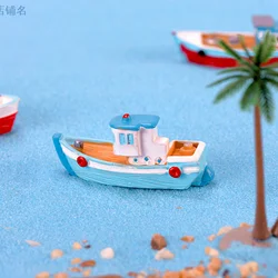Boat Yacht Mediterranean Sea Model Figurine Aquarium Ornament Craft Decor Miniature Home Fairy Garden Decoration DIY Accessories