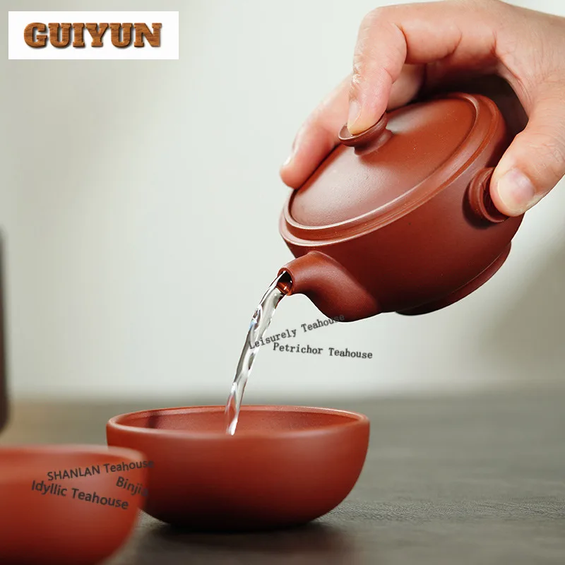 

150ml Retro Yixing Purple Clay Teapots Master Handmade Hand Grab Pot Raw Ore Clear Water Mud Kettle Zisha Tea Set With 2 Cups