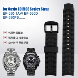 22mm Soft Silicone Watch Band for Casio Edifice EF-550D/535bk Series Steel Needle Buckle Rubber Men's Sports Waterproof Strap