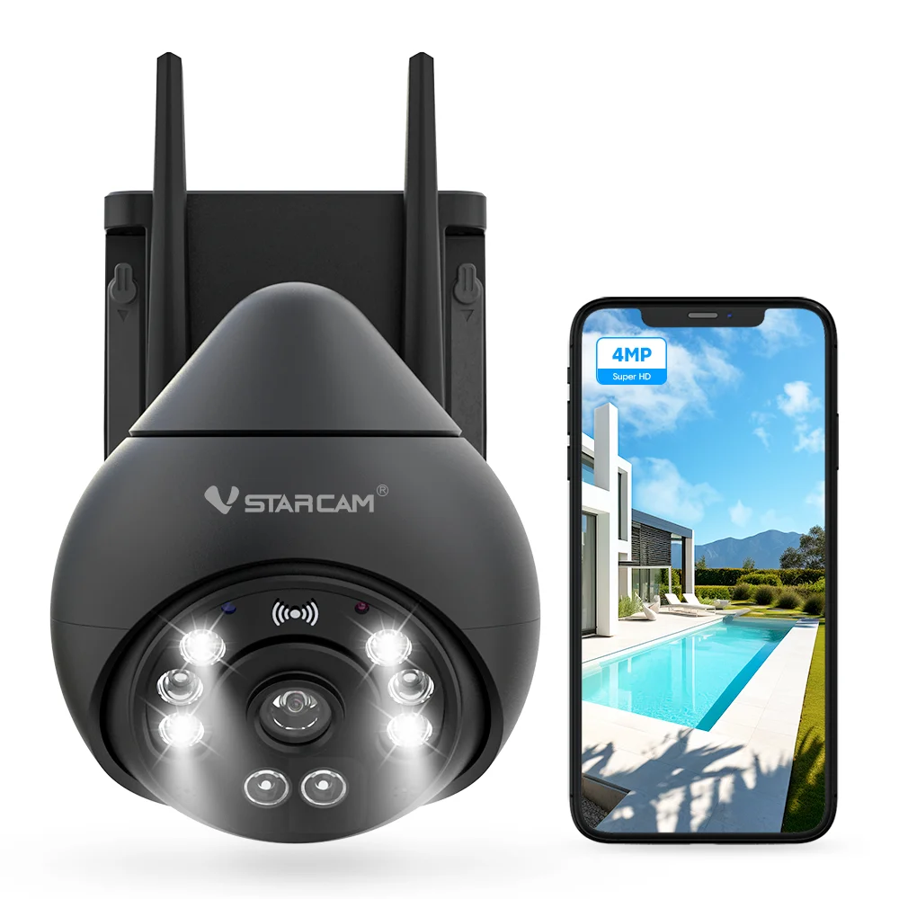

VSTARCAM 4-мегапиксельная камера безопасности для улицы, 2,5K HD, обзор 360 градусов, PTZ, движение и сирена, двусторонняя аудиосвязь, полноцветное ночное видение, водонепроницаемость