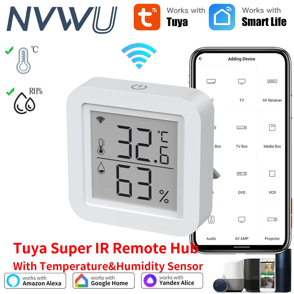 Tuya WiFi Supper IR Remote Control for Smart Home TV AC Works with Alexa Google Home Yandex With Temperature Humidity Sensor