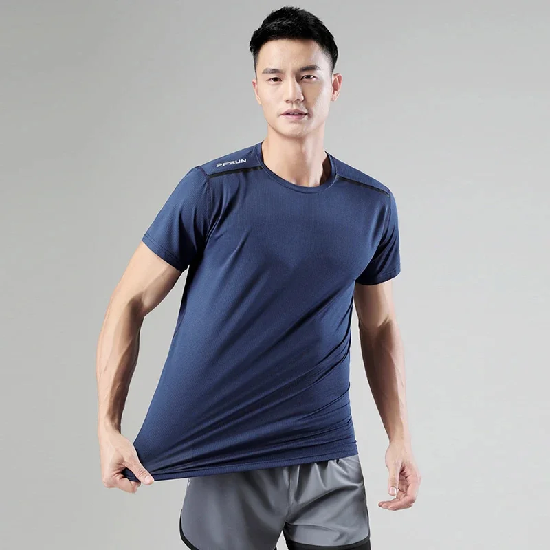 

Summer Ice Silk T Shirt Men Short Sleeve Fitness Gym Shirts Quick Dry Sport Running Bodybuilding op Football Jerseys