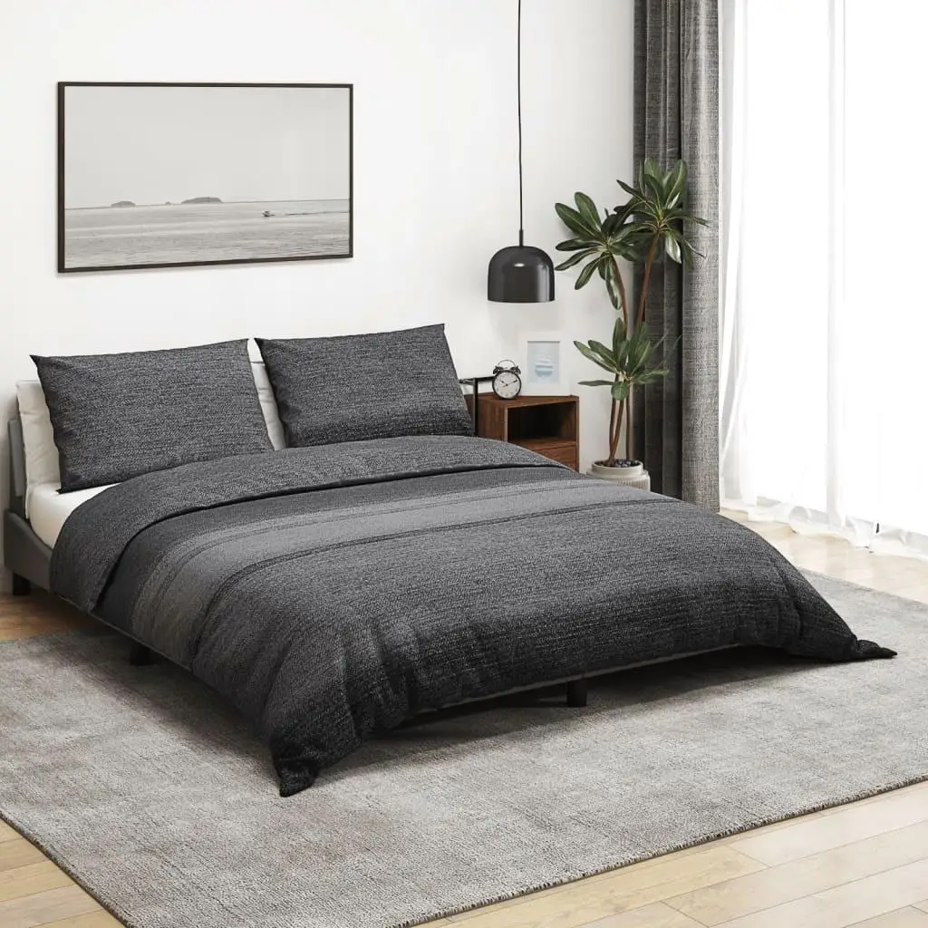 Dark Grey Cotton Duvet Cover Set 260x240 cm - Soft & Cozy Bedding