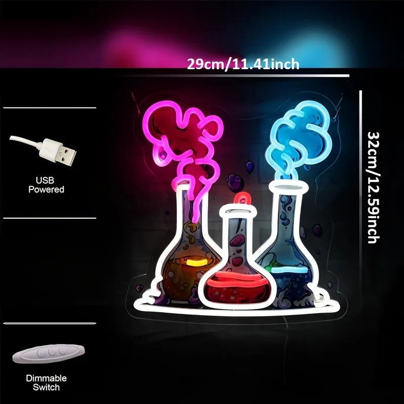 Cute Cartoon Flask LED Neon Sign for Home Bar Party Decoration Creative Wall Art Lighting Gift Tech Trendy Atmosphere