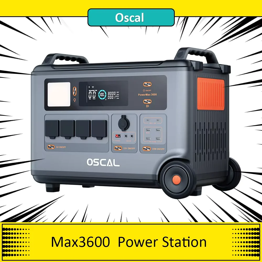 Blackview Oscal PowerMax 3600 Rugged Power Station, 3600Wh to 57600Wh LiFePO4 Battery, 14 Outlets, 5 LED Light Modes, Morse Code