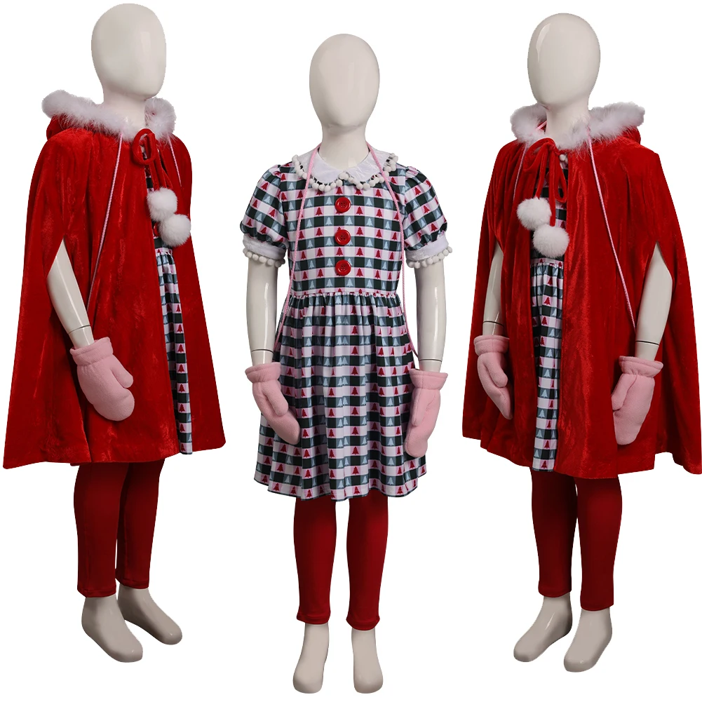 Cindy Cosplay Kids Girls Fantasia Movie How Cosplay Stole Christmas Costume Disguise Child Fantasy Halloween Carnival Clothes