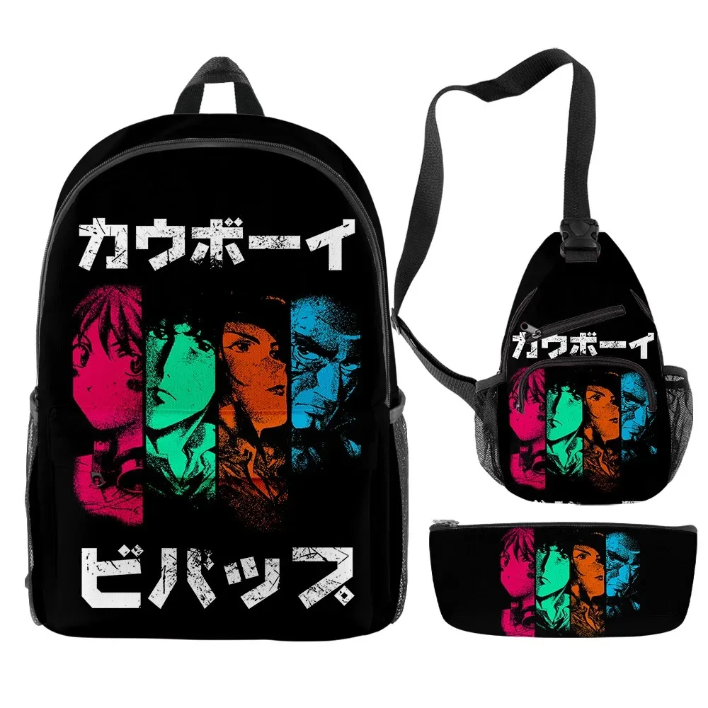 

Cowboy Bebop Anime Merch 3 pçs/set Saco Escolar de Viagem Saco Lápis Crossbody Bagl Terno Para Crianças Aldult 2024