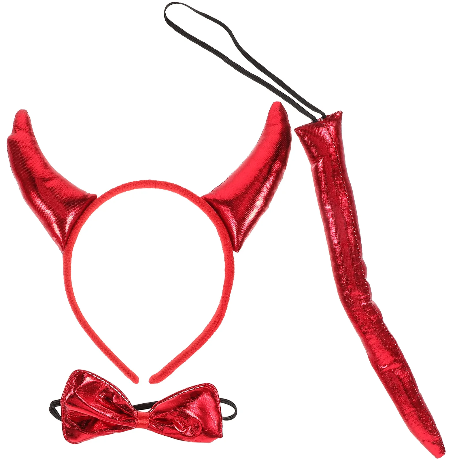 

1 set Red Horn Headband Bowtie Ox Hair Hoops Halloween Headdress Props Party Accessory Party Accessories Cosplay Kit