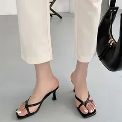 Décolleté sottili scarpe pesca 2024 pantofole Runway Toe Loop Sandals Celebrity Slides donna Candy tacchi alti Club Ring Flip Flop