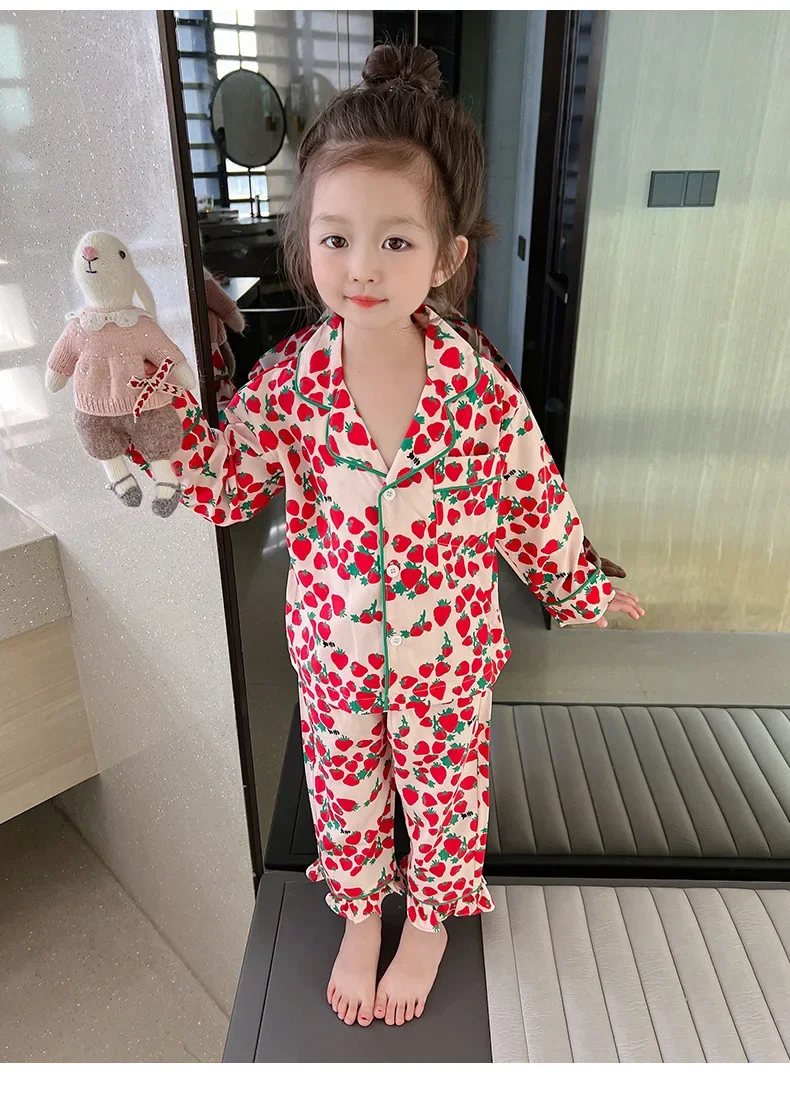 Baby Girl Clothes Suit Pajamas 2024 New Spring and Autumn Girls Spring Thin Baby Set Long Sleeve Children Home Fashion Wear