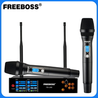 Freeboss Stage Wireless Microphone Professional Dual Ways Auto Scan Dynamic Mic 2 UHF Handheld Transmitter Karaoke System FB-U86