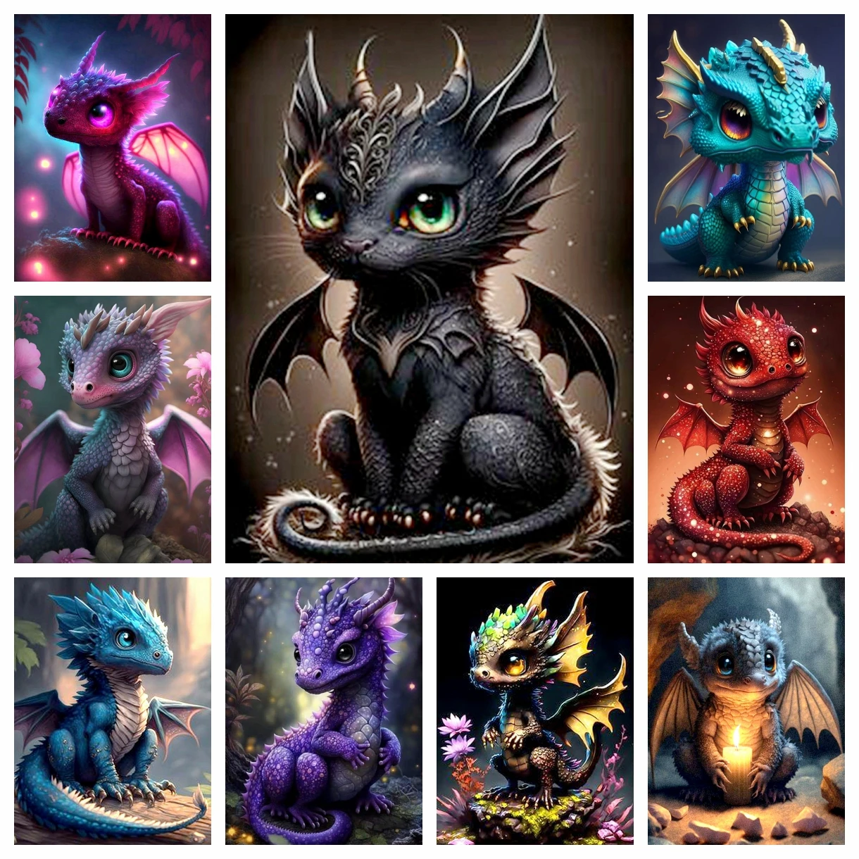 Baby Drache 5d DIY Diamant Malerei Kreuz stich Cartoon Tier Kunst Mosaik voller Bohrer runde Stickerei Wohnkultur Kinder Geschenk