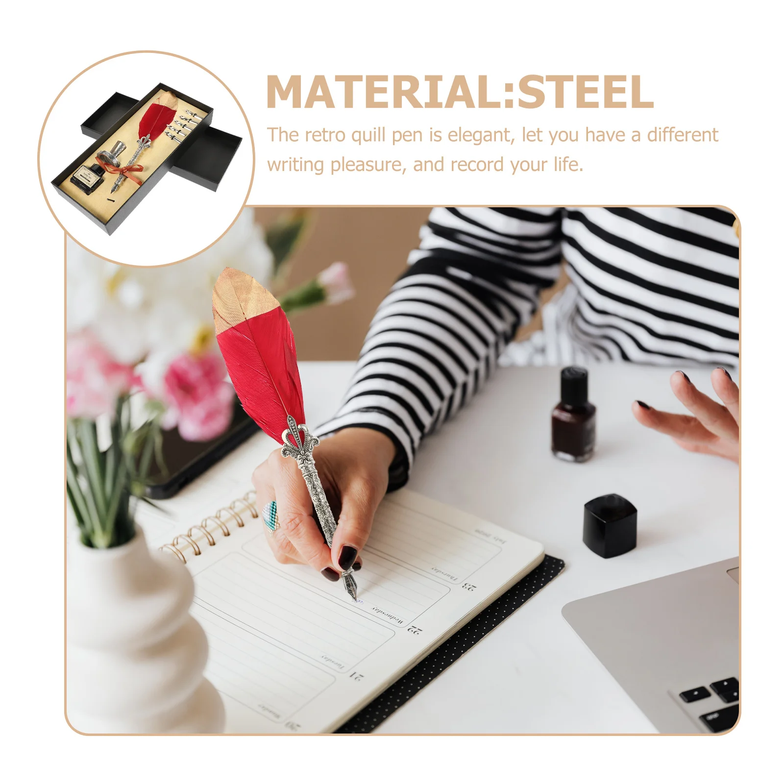 

1 комплект, набор гусиных ручек в винтажном стиле, стальное стекло, практичная ручка для каллиграфии, декоративный бизнес-подарок на день рождения