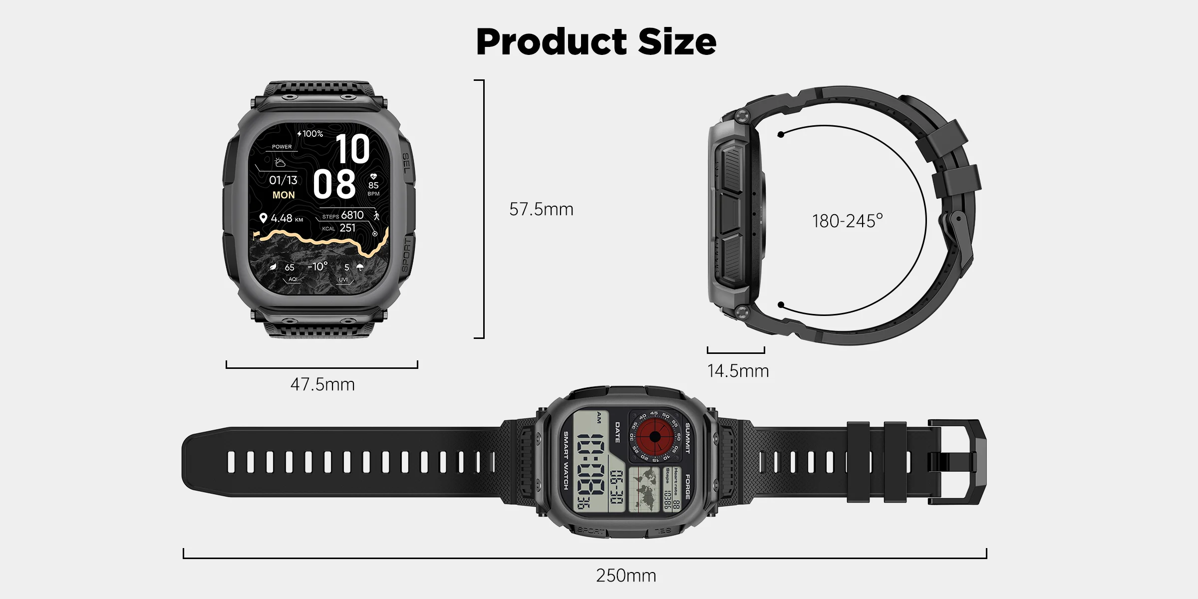 Neue GPS-Satelliten-Offline-Karten-Militär-Smartwatch, 5ATM wasserdicht, Kompass, 850mAh Akku, Bluetooth-Anruf, Sport-Tracker-Armband – Detail 17