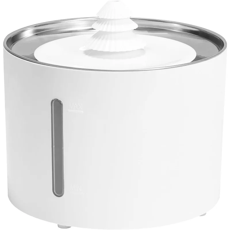 Amazon Basics - Pet Water Fountain with Stainless Steel Top, 3L ,White (3 Filters included)