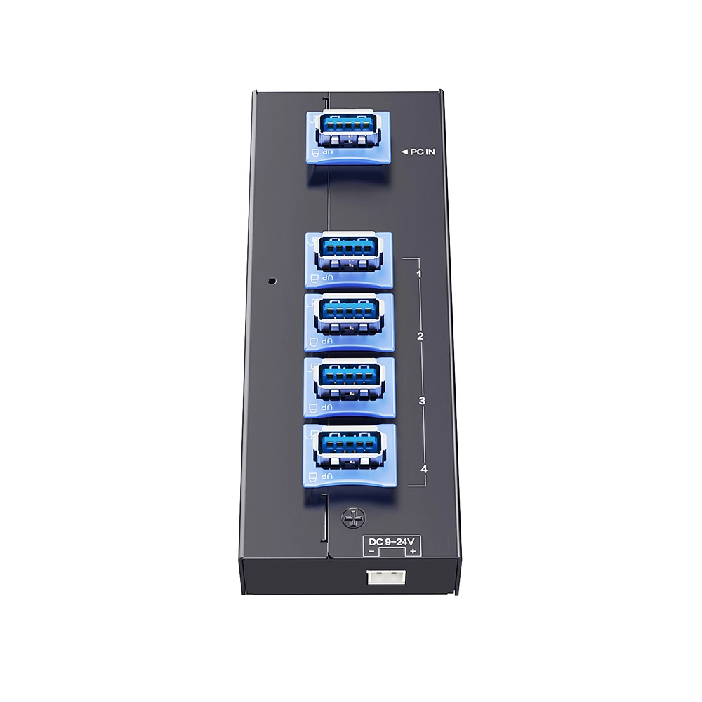 AT-4U30M2 Industrial Locking USB 3.0 Hub DC 9V-24V Powered Secure Connection USB Hub for Industrial Use