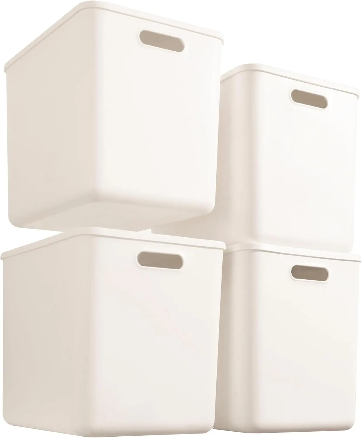 

4-Pack Large White Plastic Storage Bins with Lids and Handles, Organizer for Toys, Snacks, Home, Office