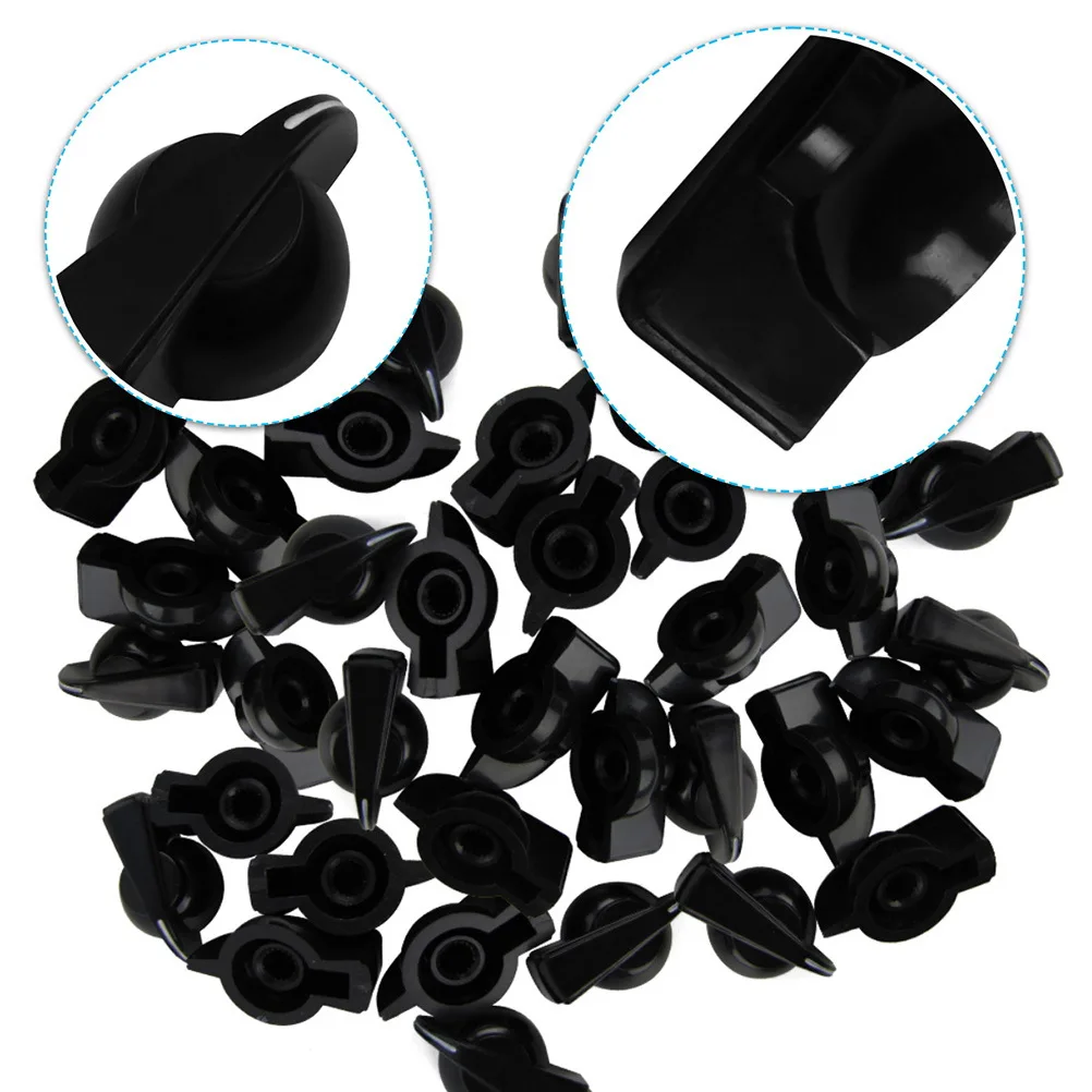 

6pcs Chicken Head Knob Potentiometer Cap 6Mm Aperture Black Durable Plastic For Guitar Amp Replacement Guitar Supplies