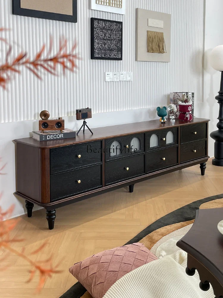 

yj5American solid wood floor-to-ceiling TV cabinet, living room home storage locker, advanced sense
