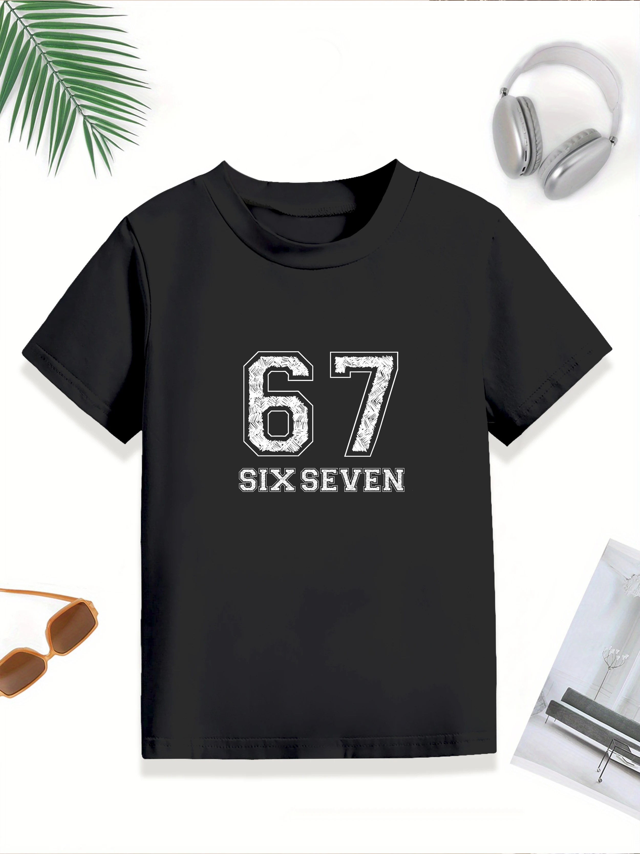 

1 шт.: Повседневные летние футболки для мальчиков с принтом в стиле минимализм и мультяшным дизайном, номер 67