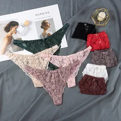 Thongs Briefs See Through Women Panties Solid Color Fashion Lace Perspective Seamless Bikini Underwear String Femme Lingerie