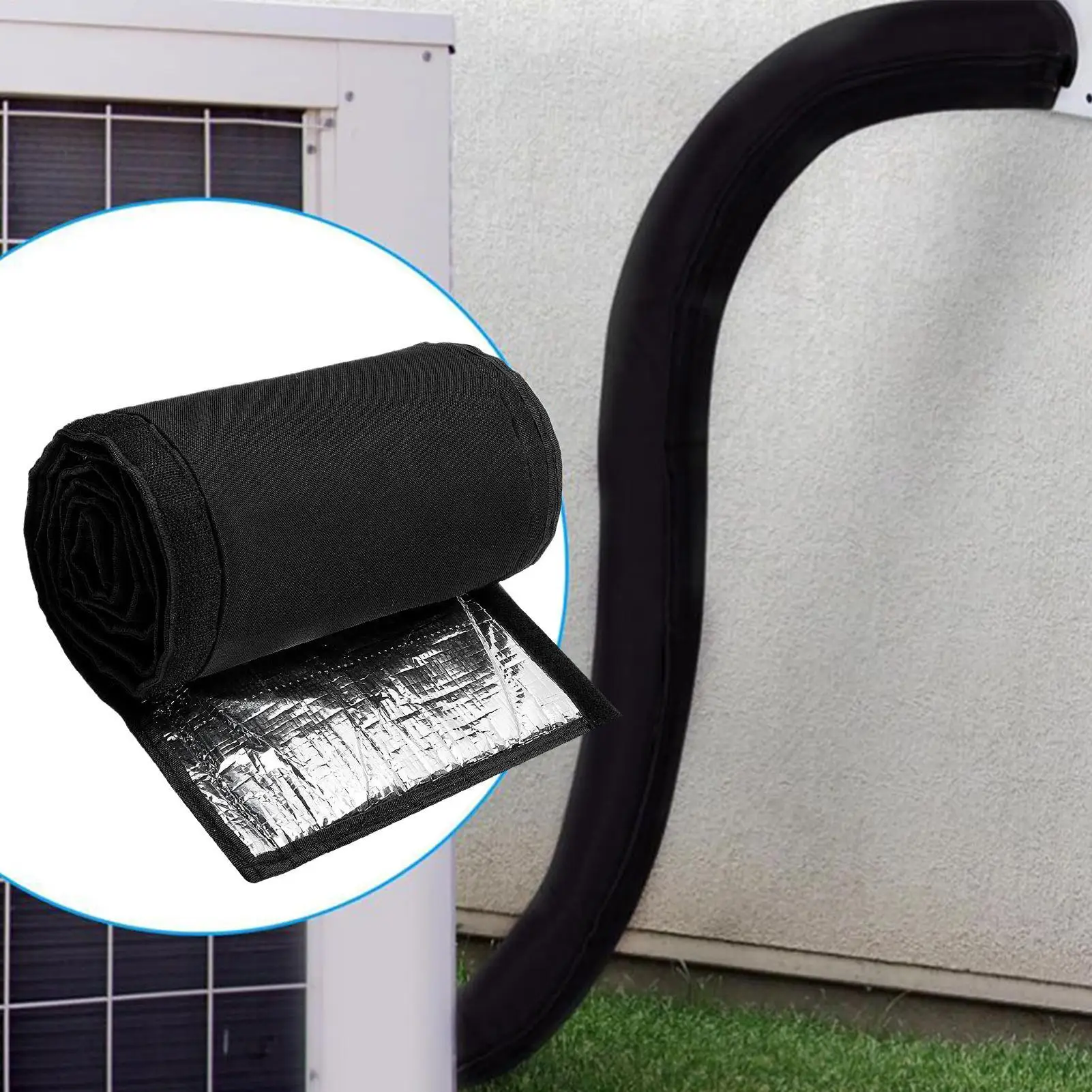 Upgraded 3-layer HVAC copper pipe insulation cover zipper air conditioning duct insulation sleeve with 4 straps 183*26cm
