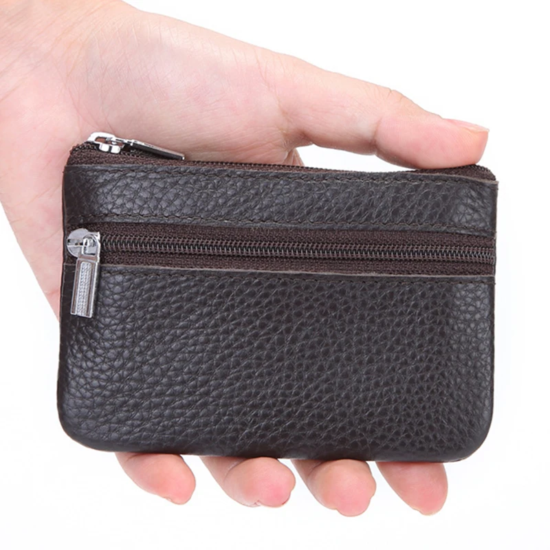 Leder-Geldbörse mit 2 Reißverschlüssen, Kartenfächern, Münzhalter, Wechselgeldhalter, Kartenetui, Leder-Reißverschluss-Aufbewahrungstasche für Herren – Detail 3