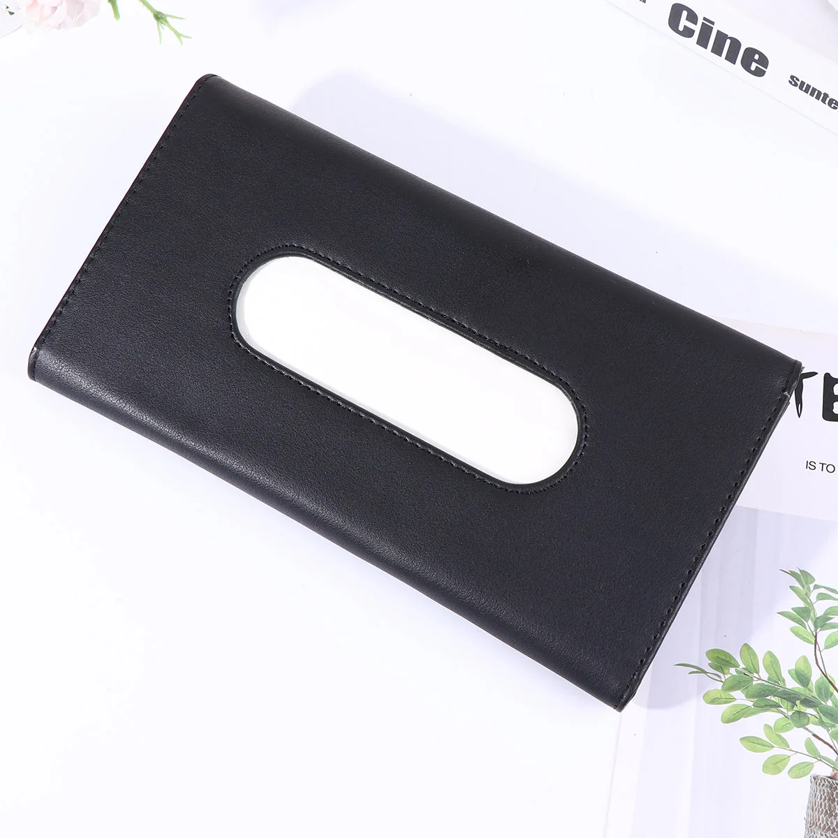 

Car Visor Tissue Box Black Matte PU Hanging Holder for Car Vehicle Tissue Case Fits Sun Visor Armrest Dashboard