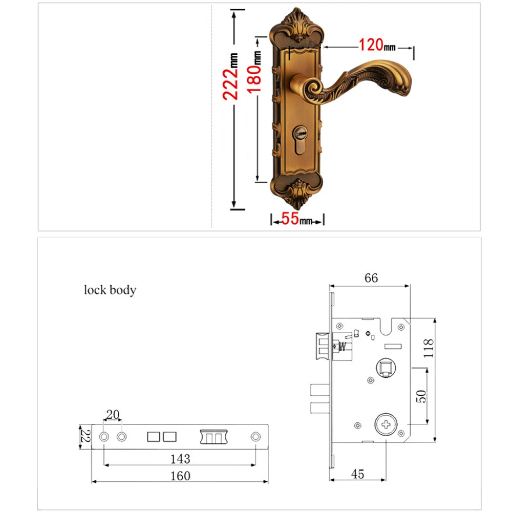 Vintage Exterior Door Lock Set Lathes Mortise Lock Knob Lever Security  US