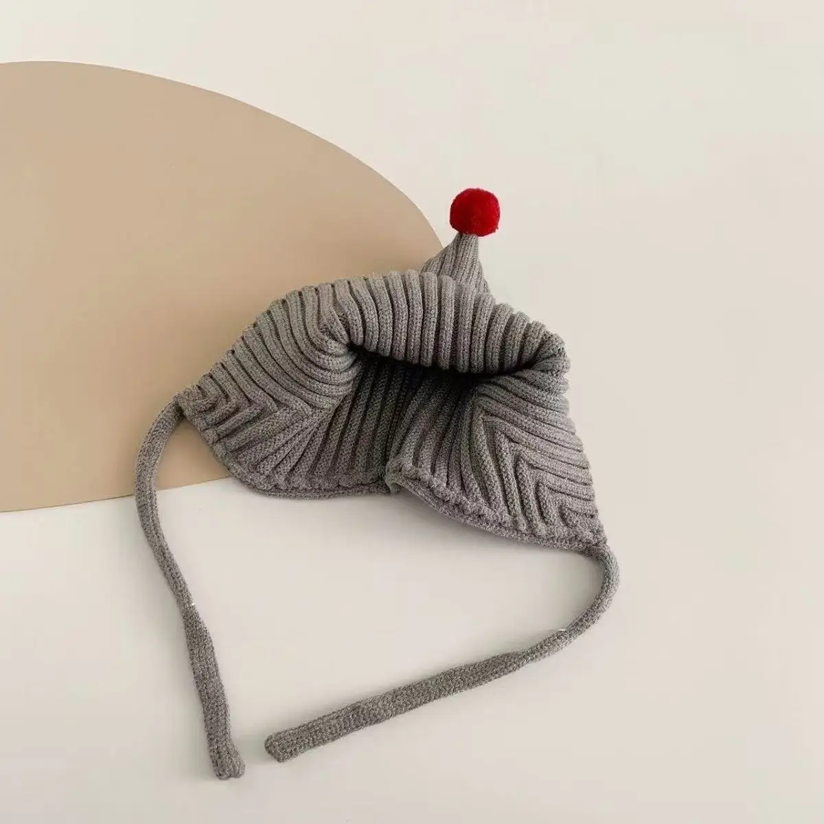 0-24M Baby Beanie Neugeborenen Elf Hut Frühling Herbst Gestrickte Winddicht Warme Earflap Kappe Mit Pom Pom – Detail 5