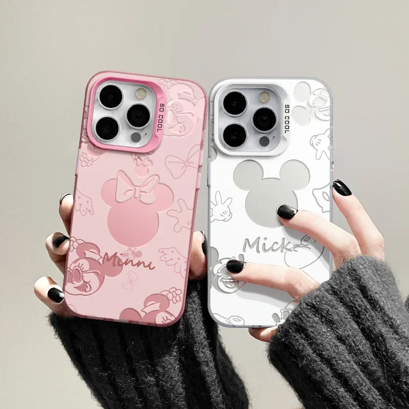 Disneys Mickeys Minnies Mouses Back Shadow Phone Case For iPhone 15 14 13 12 11 Pro Max 7 8 Plus XR XS MAX Y2K Cute Back Cover