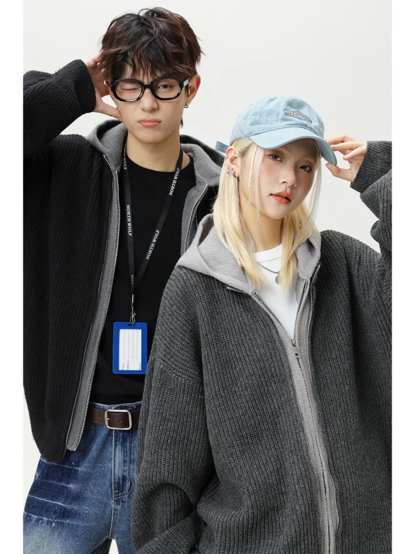 

Мужской вязаный кардиган в стиле ретро с капюшоном, имитация оленьего бархата, осенне-зимний, с эффектом двухслойности, качественная текстура, модный, стильный.