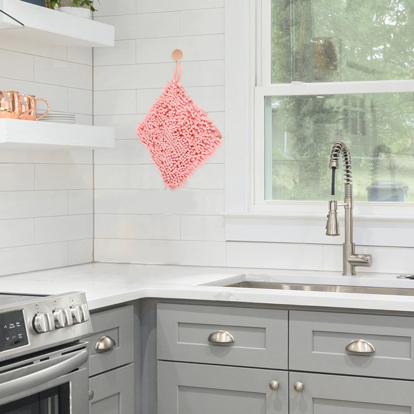

Chenille Hanging Hand Towel Soft Absorbent Quick Drying Hanging Towels for Kitchen Bathroom Home Office Chenille Hand Towel