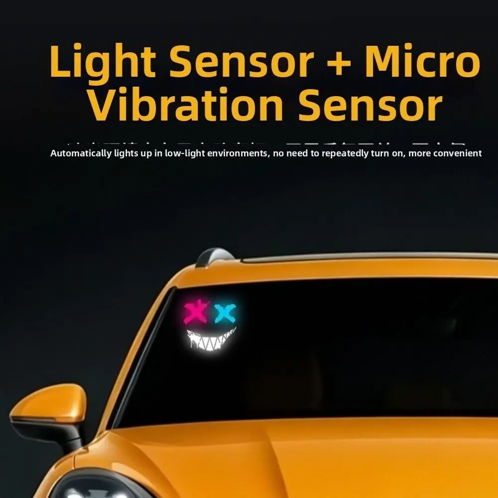 Solar Powered Demon Eye Light Vehicle Suction Cup Mount Type-C Rechargeable 3D Dynamic Car Light Animated Light Pattern