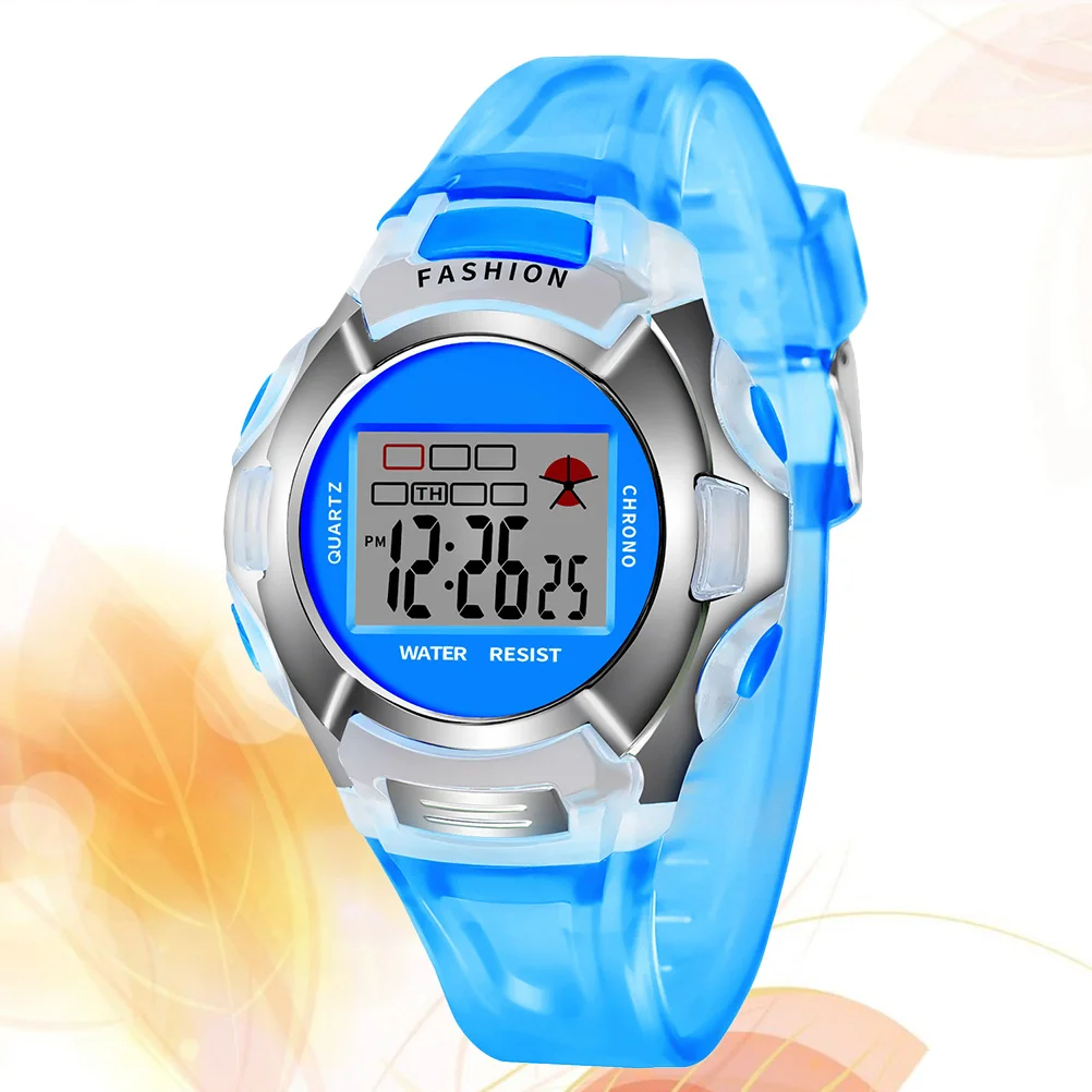 

Kids Sports Watch Blue Waterproof Electronic Wristwatch Luminous Stopwatch Alarm Outdoor Night Use Kids Sports Watch