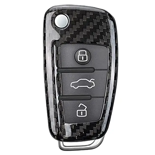 

Carbon Fiber Flip Key Fob Shell For 3-Button Remote Car Keys Compatible With Models Black