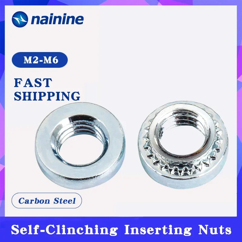 

1000Pcs Slab Thickness 0.8/1.0/1.4/2.3mm Zinc Plated Self-Clinching Nuts S Style Press Rivet Nut M2-M10