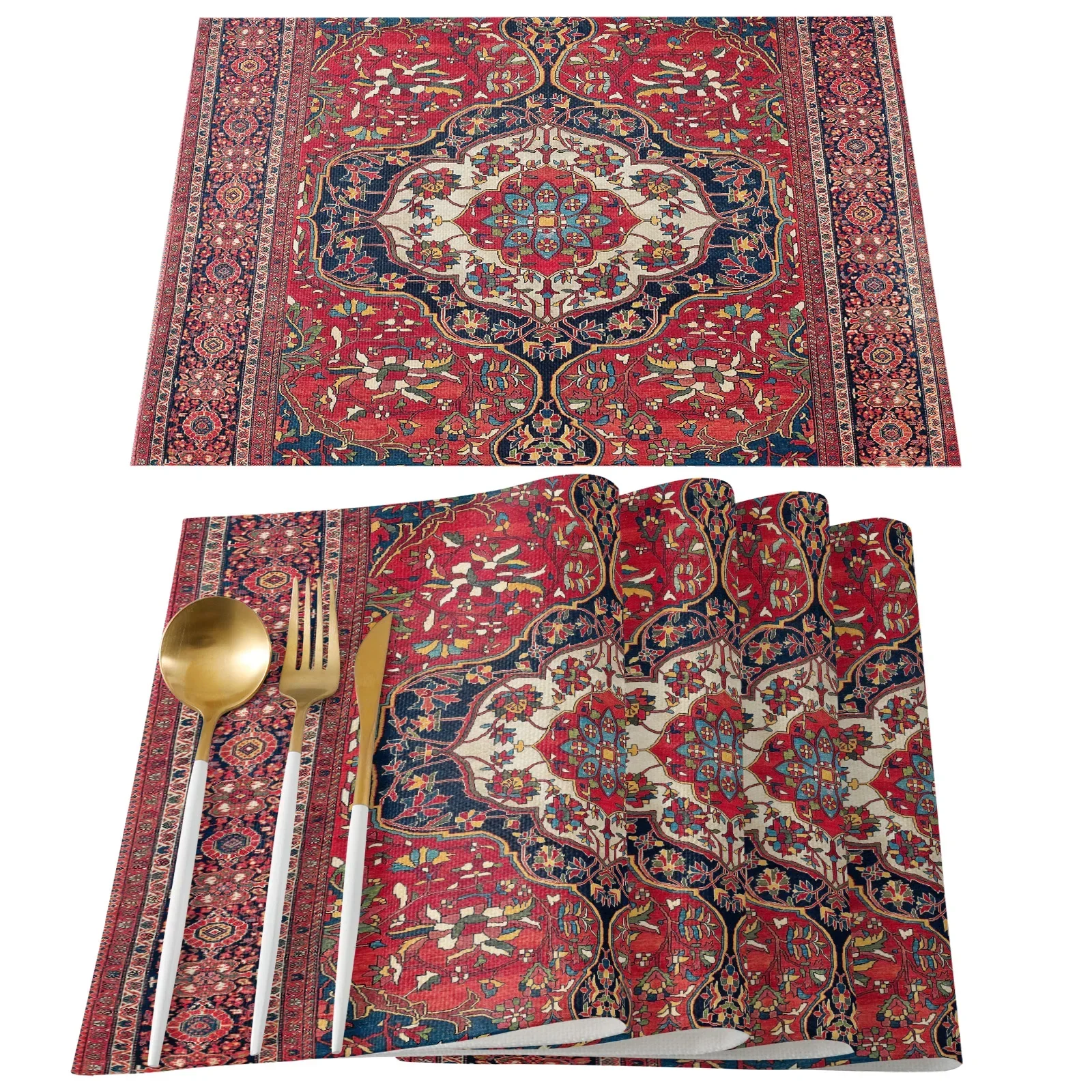 1Pcs Placemat Persian Rug Table Mat For Dining Table Kitchen Accessories Coffee Tea Coaster