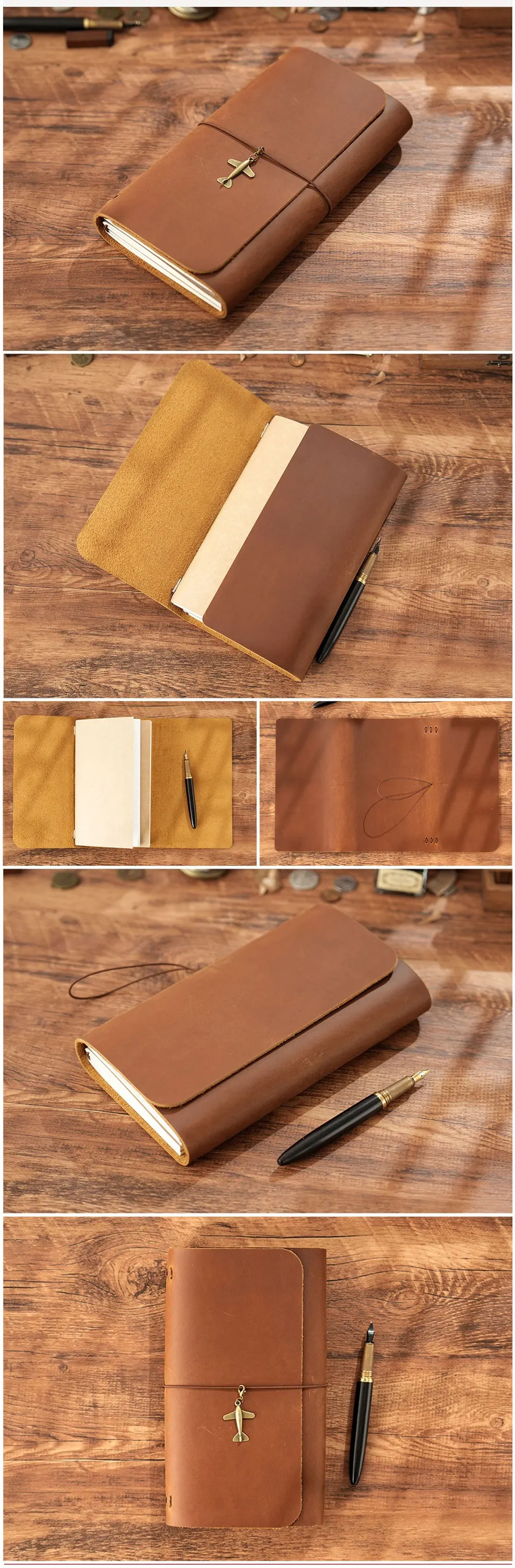 A5 Three Fold Journal Real Leather Notebook Refillable Vintage Style Diary Traveler Note Books Back to School Gift