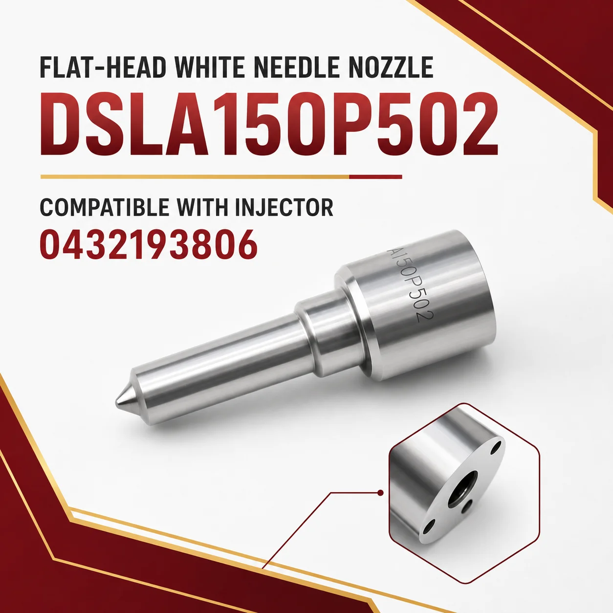 DSLA150P502 Flat-Head White Needle Fuel Injector Nozzle,Compatible with Injector 0432193806,for BMW,Volkswagen engines.LG3130