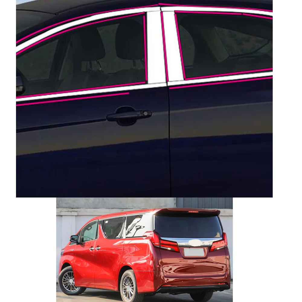 

For Toyota Alphard Vellfire 2015 2016 2017 2018 2019 Car Sticker Garnish Pillar Window Middle Strip Trim Frame Hoods Parts